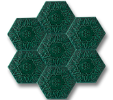 Hexagonal Alya Patterned Emerald Green Ceramic (15x17 cm)